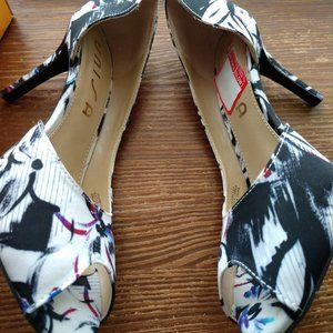 Black Multi Fabric dress heels